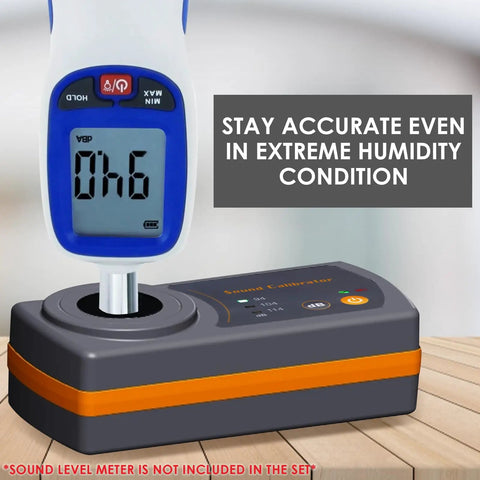 Pro Grade Battery Operated Sound Level Calibrator For Decibel Meters With Three Calibration Levels 114dB 104dB And 94dB At 1KHz Compact 13.2mm Cavity Portable SPL Meter Calibrator For Easy Noise Meter Tuning And Accuracy On The Go