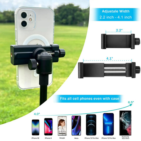 All In One Golf Swing Selfie Stick With Ground Spike And Tripod, Magnetic Phone Holder, adjustable width, outdoor use