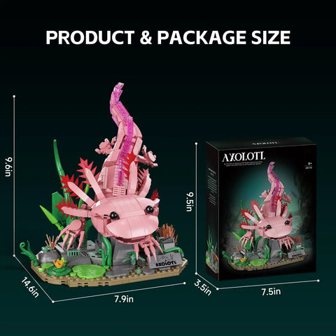 Axolotl Building Set For Adults And Teens 998 Piece Marine Animal Kit With Movable Joints And Display Base STEM Toy Gift, 7.9in model