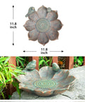 Antique Resin Bird Bath For Outdoors, Flower Shaped Garden Bird Bath With Vintage Bird Ornament on stone patio display