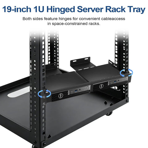 Heavy Duty Dual Mini PC Rack Mount With Hinged Steel Shelf And Hand Twist Screws Saves Prime Rack Space Fits Standard 19 Inch One U Cabinets