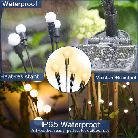 Six Pack Solar Garden Lights With Swaying Wind Powered Motion Warm White Outdoor from multiple angles with weatherproof features
