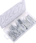 Ultimate 555-Piece Heavy Duty Cotter Pin Assortment Kit with Tough Zinc Plated Steel for Superior Corrosion Resistance displayed in box