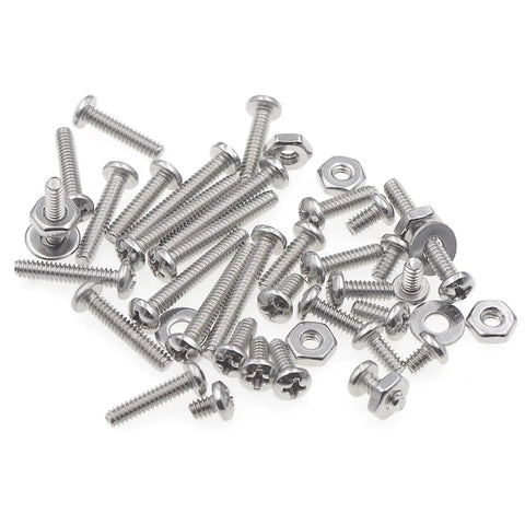 Top Shelf Three Zero Four Stainless Steel SixThirtyTwo Unc Phillips Pan Head Screw Hex Nut And Flat Washer Assortment Kit with assorted fasteners.