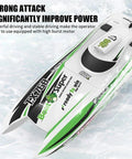 Top view of High Speed Brushless RC Boat With Fully Proportional Turbo Electric Remote Control for Realistic Water Racing.