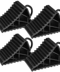 Heavy Duty 4 Pack Wheel Chocks For Travel Trailers And RVs With Portable Handle Pro Grade Tire Chocks Triangular Design Non Slip Black