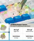 Close-up of Sick Wireless Mechanical Keyboard With 97 Key Layout showing LEOGOG Reaper switch and custom keycaps.