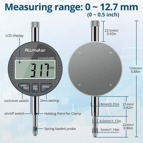 Digital Bore Gauge 50-160mm 0.01mm Precision Internal Diameter Measuring Tool With 12 Probes And Case front view