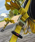 Heavy Duty 2 Inch By 27 Foot Ratchet Tie Down Straps With Wire Hooks 10 Pack 10,000 Lbs Breaking Strength on trailer