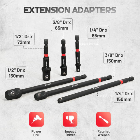 14 Piece Impact Socket Adapter Kit With Quick Release Extensions, Magnetic Drill Bit Extensions, And Swivel Joints, All In One Right Angle Drill Attachments For Power Drill And Impact Driver