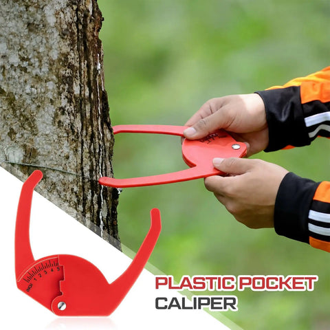 Two Pack Plastic Pocket Calipers Set With 7 Inch Range Red Easy To Read Quarter Inch Scale Portable Measuring Tool in use