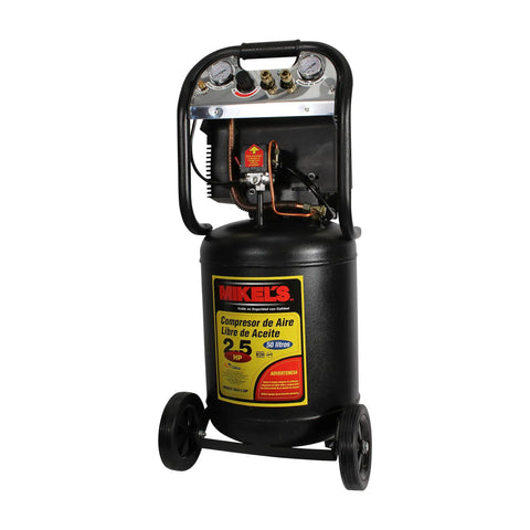 Mikels Cala 2-5 Horsepower Vertical Air Compressor With 50 Liter Oil Free Tank And Two Wheels For Easy Transport Durable Reinforced Steel Construction In Red Perfect For Auto Shop Projects