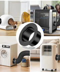 6 Inch Plastic Duct Connector Flange For Dryer Vent And Dust Collection Fittings in Heating and Cooling Ventilation Systems Black Easy Install With Clamps installed on appliances