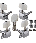 Banjo Machine Head Tuning Peg Set With Bushings Chrome Metal Replacement Parts For Guitar And Banjo Includes 4 Machine Heads 4 Bushings And 1 Non Slip Peg Durable Drop In Upgrade For Worn Out Tuning Nails