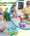 Children playing with Dino RC Car For Toddlers Tot Friendly With Lights And Music Rechargeable Remote Controlled Dinosaur Toy