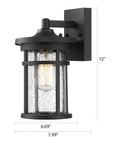 Black Outdoor Wall Light Fixture Seeded Glass Modern Farmhouse Exterior Lantern With E26 Base Ideal For Entryways Porches And Patios Durable Weatherproof Sconce For House Garage Patio 12 Inch Height 7.99 Inch Extension
