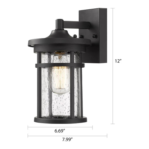Black Outdoor Wall Light Fixture Seeded Glass Modern Farmhouse Exterior Lantern With E26 Base Ideal For Entryways Porches And Patios Durable Weatherproof Sconce For House Garage Patio 12 Inch Height 7.99 Inch Extension