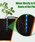 Automatic Drip Irrigation Kit For Pots And Plants With Sun Powered Operation, showing water reaching plant roots