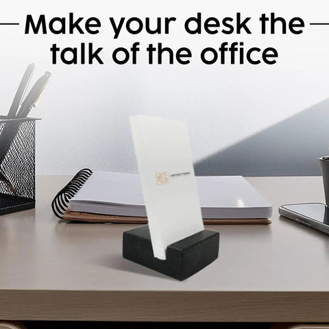 Black Granite Handmade Vertical Card Holder for Desk Holds Up to 20 Visiting Cards Desktop Card Stand for Home and Office