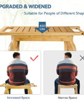 Two Tier Bamboo Shower Bench For In Shower Use 25 Inch Waterproof Bath Stool With Storage Shelf No Slip Feet Safe And Stable For Seniors Adults Disabled Women Shaving Legs In The Shower supports 450 lbs