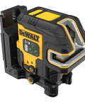 Pro Grade Green Cross Line Laser Level Kit With 5 Spot Laser USB Rechargeable Remote Control Self Leveling Adjustable Brightness Includes USB Cable Bracket And Tripod Compatibility 150 Ft Range, DEWALT unit on bracket