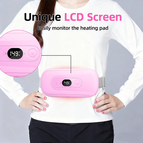 Cordless Heating Pad For Period Cramps With 6 Heat Levels And 6 Vibration Modes 2 Timer Settings Fast 3 Second Heat Up shown on model