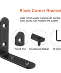 30 Pack Tough As Nails L Brackets Corner Braces For Wood 2.5 Inch Matte Black Cast Iron Right Angle furniture fasteners with round ends.
