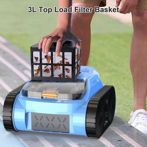 Person removing top load filter from Cordless Robotic Pool Cleaner For Inground Pools 2026 Upgrade with 4800 GPH Suction