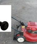 Built Tough Shoulder Bolt Set For Toro Recycler Mower Lawn Boy Deck Wheel Axle Hardware visible on lawn mower for maintenance.