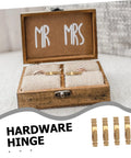 Solid Brass Hidden Barrel Hinges Set Of 25 Concealed Cylindrical Hinges For Jewelry And Wooden Boxes showcased with ring box.