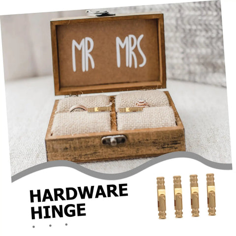 Solid Brass Hidden Barrel Hinges Set Of 25 Concealed Cylindrical Hinges For Jewelry And Wooden Boxes showcased with ring box.