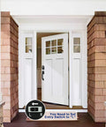 Black Front Door Handle Set With Keypad Lock Keyless Entry Electronic Deadbolt installed on exterior door