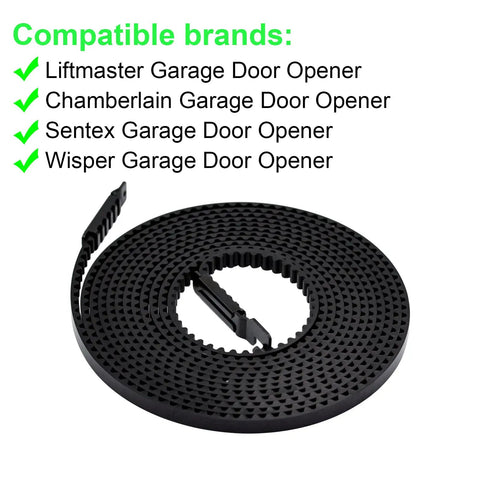 Coiled heavy duty garage door drive belt assembly for 7 foot residential openers, 237 inch long, compatible with Liftmaster and other brands