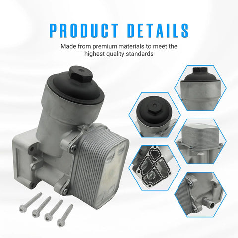 Upgraded Aluminum Oil Cooler Filter Housing Assembly with Gasket for 2012 2013 2014 VW Passat TDI 2.0L Diesel SE SEL Premium Models