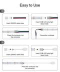 10 Pack 4 Pin Transparent COB Connectors for RGB LED Strips Solderless Connection with 15cm Wires and 22AWG extension cables guide