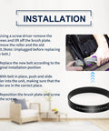 Installation guide for Replacement Belt For Bissell Vacuum 7 9 10 Part Number 3031120 2 Pack with images of steps and belt