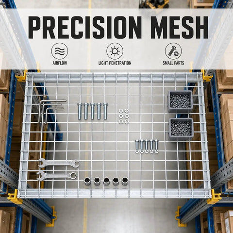 Heavy Duty Galvanized Steel Pallet Rack Wire Decking Panel Damn Tough 50X100 Mesh Silver Industrial Warehouse Deck Built To Hold Up A Ton For Secure High Capacity Storage Rack System