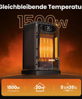 2 In 1 Indoor Space Heater With Remote, 1500W Desk Heater For Office, Thermostat And LED Display, 1500W, black