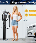 Universal EV Charger Pedestal featuring heavy duty steel frame, ergonomic design and sleek wire routing in driveway.