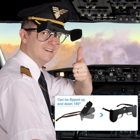 Pilot wearing Clip On View Limiting Device For Pilot Training With Cloud Over Visor Shields in cockpit with thumbs up.