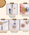 KAINSY electric wood branding iron kit with brass stamp; setup, stamp installation, and branding on wood.