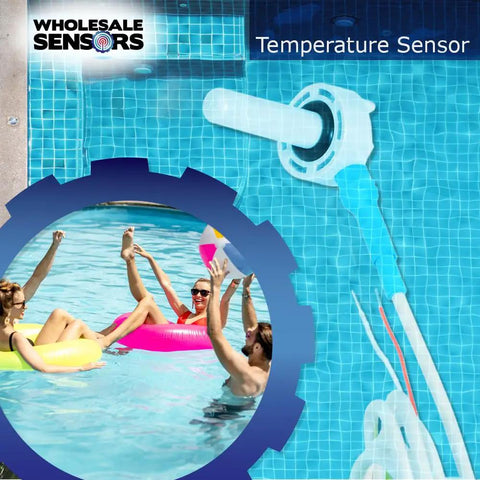Replacement 520272 Air Water Solar Temperature Sensor With 20 Feet Cable For Pool And Spa, Easy Install, in a pool setting