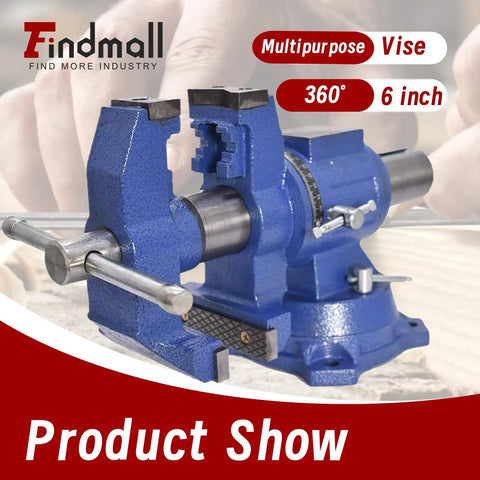 Multipurpose Bench Vise Heavy-Duty Multi-Jaw Vise Clamp-On With 360-Degree Rotation And Swivel Base, blue 6-Inch