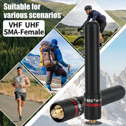 3.14-Inch Stubby Dual Band Antenna For VHF UHF 144/430MHz with SMA Female Connector in outdoor setting