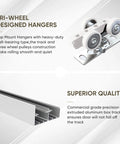 Two Door Heavy Duty Aluminum Sliding Closet Door Hardware Kit With Finger Pulls, Supports Up To One Hundred Fifty Pounds Per Panel