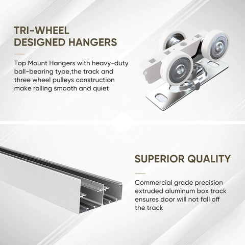 Two Door Heavy Duty Aluminum Sliding Closet Door Hardware Kit With Finger Pulls, Supports Up To One Hundred Fifty Pounds Per Panel