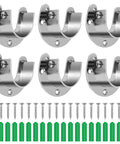Tough As Nails Six Pack Stainless Steel Closet Rod Brackets U Shaped Heavy Duty Flange Sockets with screws and anchors.