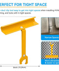 Duct Cleat Tool For HVAC Ductwork, 6 Inch Magnetic Clip System With TDC And TDF Clips, yellow tool design for tight spaces