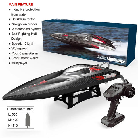 Big 25 Inch Remote Control Boat For Adults 14 Plus High Speed Brushless Watercraft With Alloy Tail, LED Lights package and controller