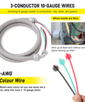 Straight Up Built Half Inch By 4 Feet Non Metallic Liquid Tight AC Whip Kit With Top Shelf 10 Gauge Copper Wire And Brass Fittings Ready To Roll For HVAC Setup showing 3-conductor 10-gauge copper wires.
